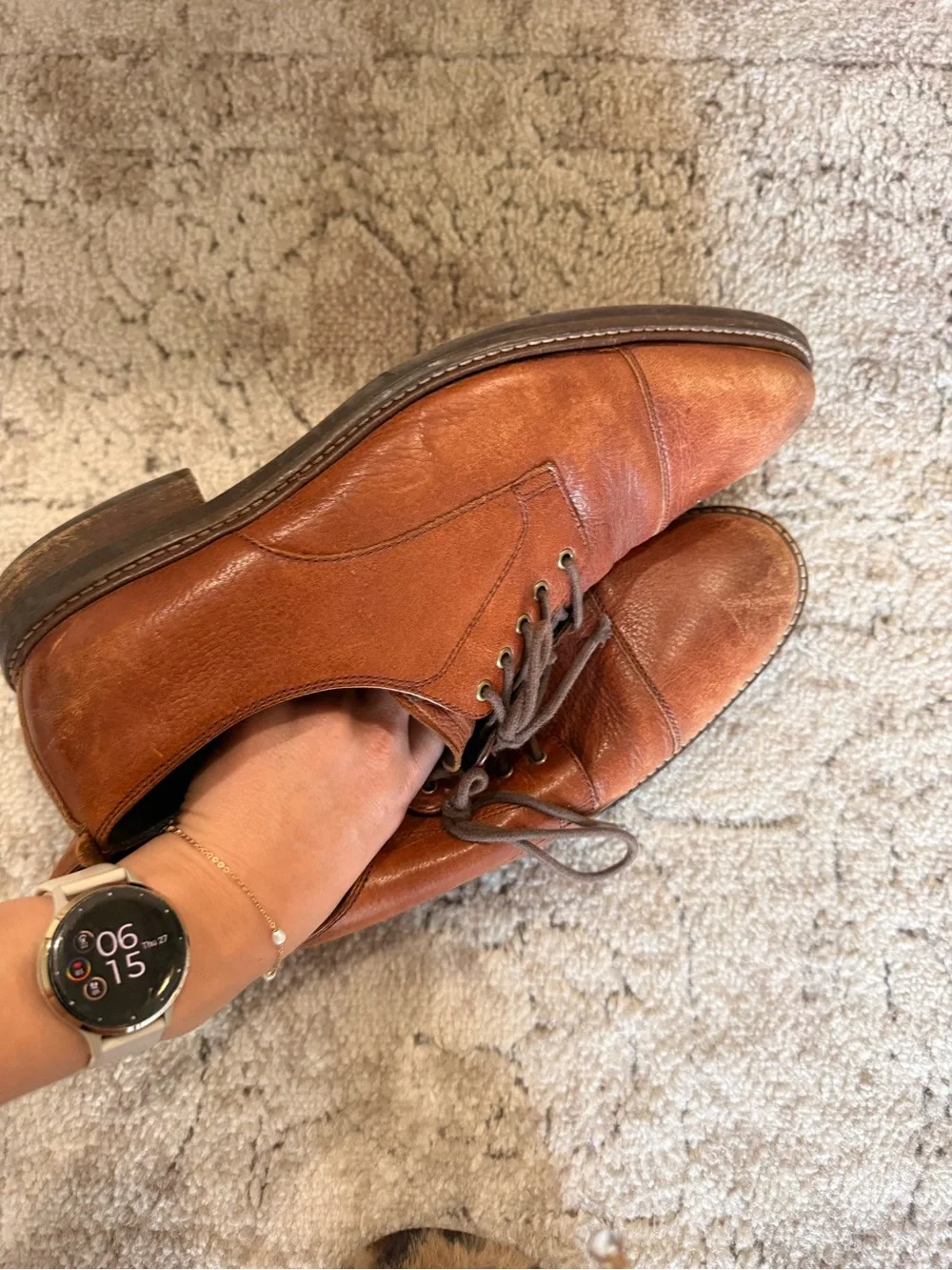 Cole Haan Men’s Brown Leather Oxfords with Black Soles